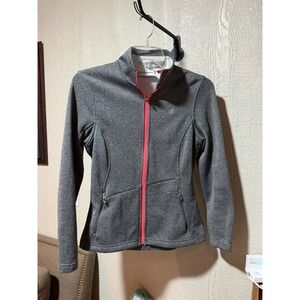 Spyder sweater jacket women's Lg, Grey with Neon pink Zipper, Excellent Cond.